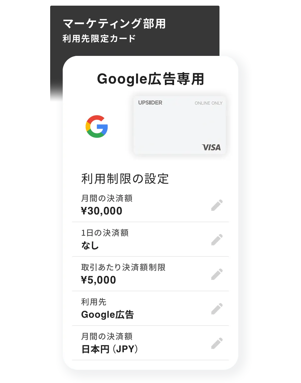 マーケティング部用 利用先限定カード Google広告専用