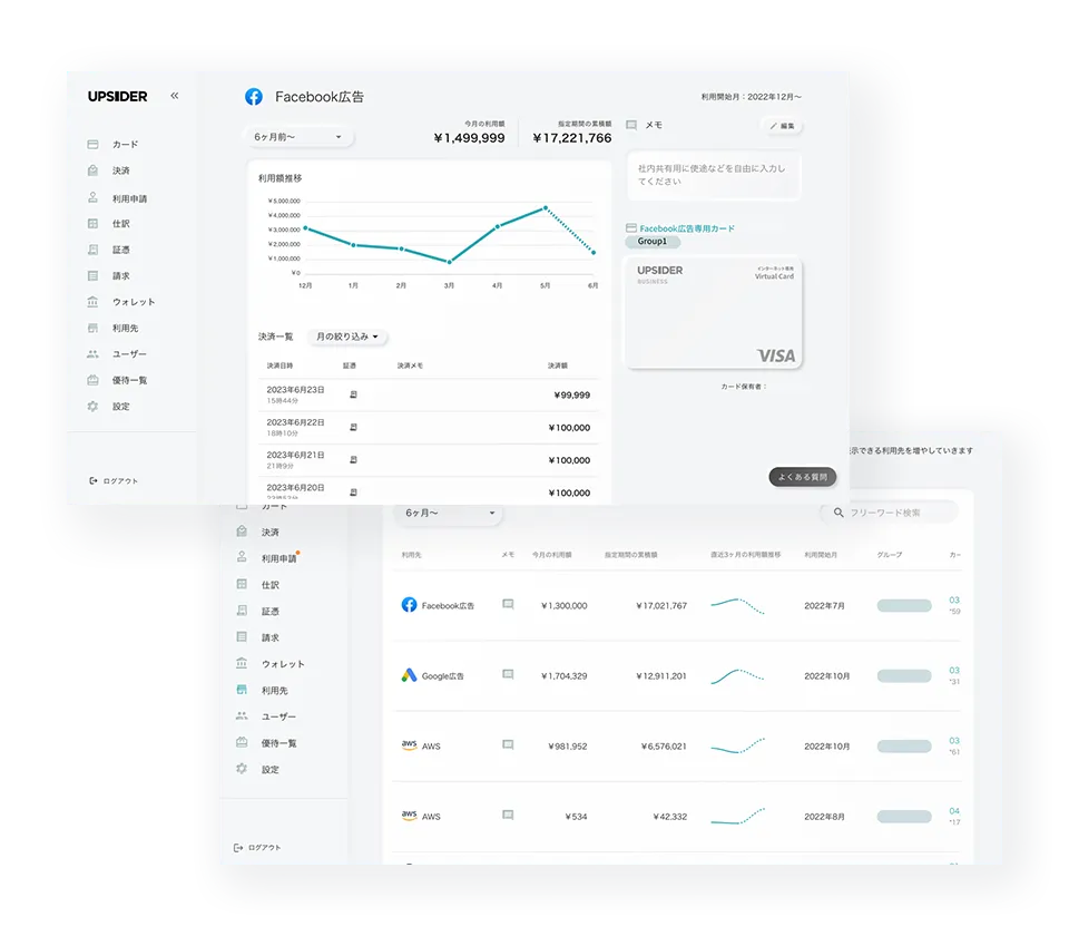 カードの利用先を一覧化 コスト管理も簡単